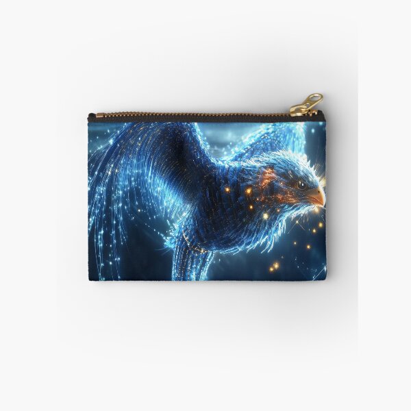 Item preview, Blue Glowing Bird Made of Data in Space designed and sold by GoldenTealArts.