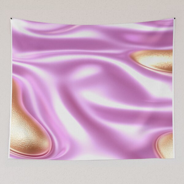 Item preview, Pink and Gold Satin Fabric Waves designed and sold by GoldenTealArts.