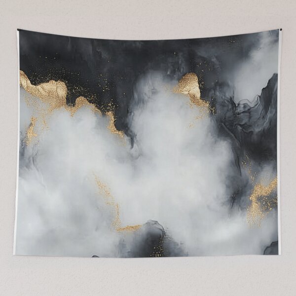 Item preview, Abstract Cloud Marble With Gold Glitter designed and sold by GoldenTealArts.