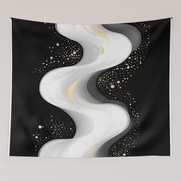 Item preview, Elegant White And Gold Smoke On Black Background designed and sold by GoldenTealArts.
