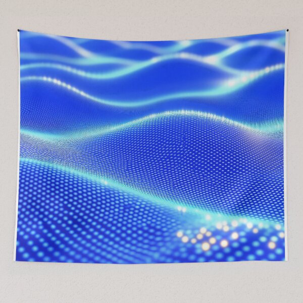 Item preview, Futuristic Blue Digital Background With Glowing Dot Patterns designed and sold by GoldenTealArts.