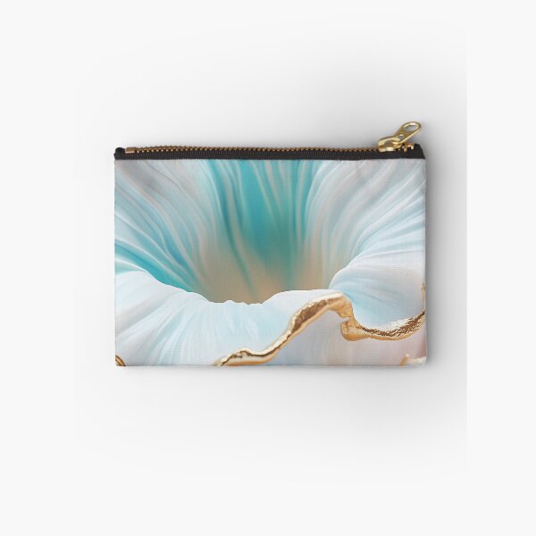 Item preview, Pastel Blue And Pink 3D Floral With Golden Edges designed and sold by GoldenTealArts.