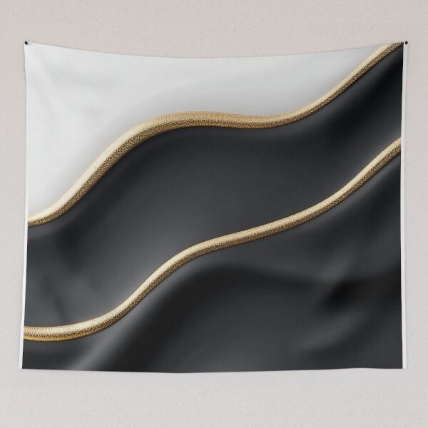 Item preview, Elegant Black Silk Background With Gold Wave Design designed and sold by GoldenTealArts.