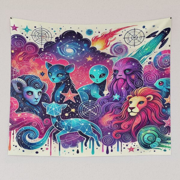 Item preview, Vibrant Group of Galaxy Creatures Reloaded Premium Trendy Best Gift designed and sold by Imaginarium of Chaos falcon88 .