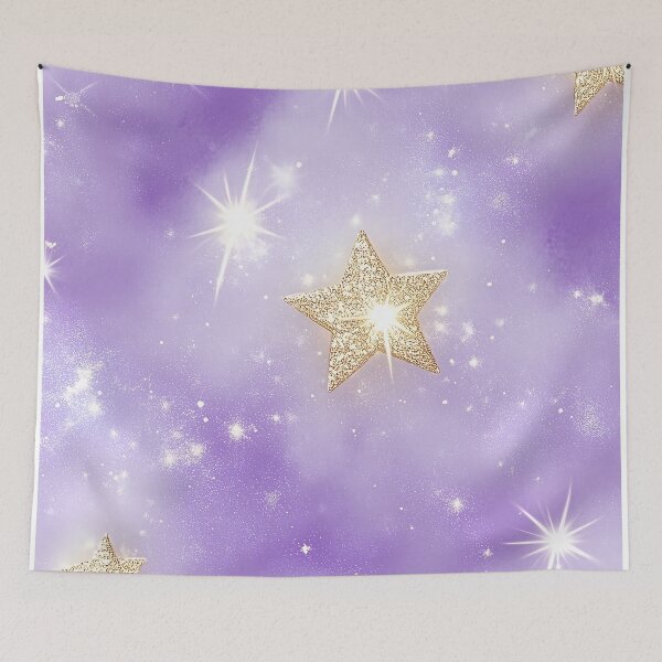 Item preview, Glittery Gold Stars On Lavender Sky Pattern designed and sold by GoldenTealArts.