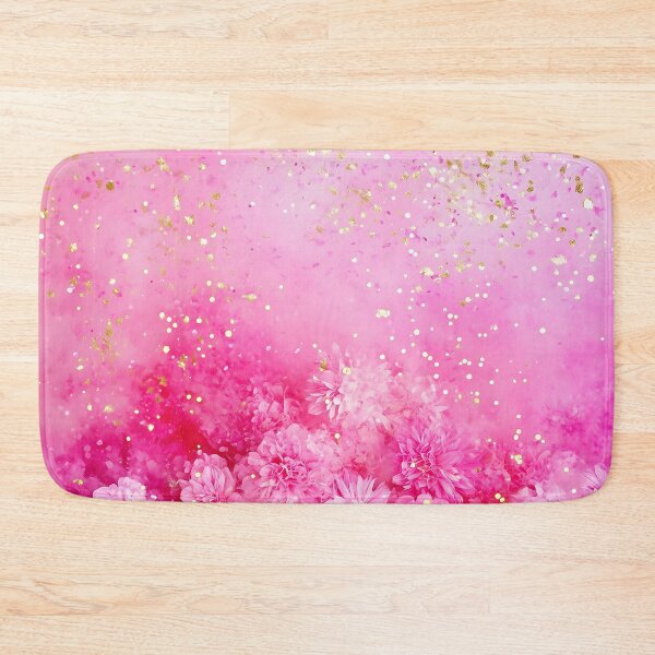 Item preview, Elegant Pink Floral Glitter Backdrop designed and sold by GoldenTealArts.