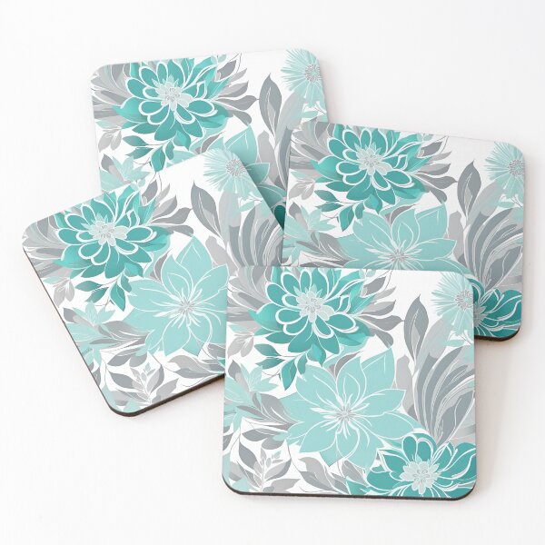 Item preview, Teal Blue Flowers Design  designed and sold by Manitarka.