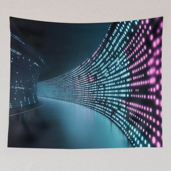 Item preview, Vibrant Neon Pink and Blue Pixelated Grid Design designed and sold by Soul-Sparks.