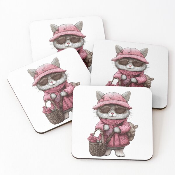 Item preview, Chic Cat in Pink Hat designed and sold by BukkyStory.