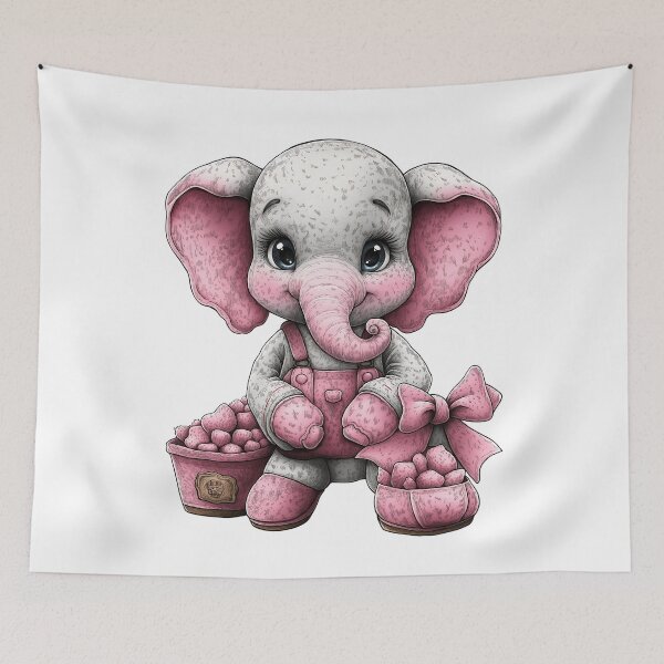 Item preview, Simple Joys of a Pink Elephant designed and sold by BukkyStory.