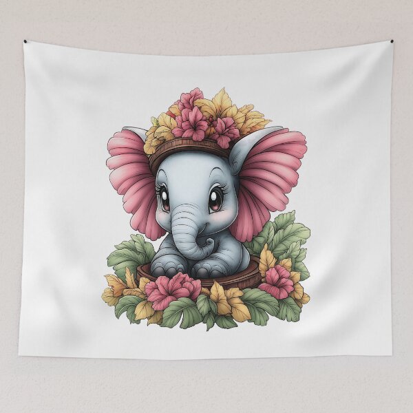 Item preview, Bright and Beautiful Floral Elephant designed and sold by BukkyStory.
