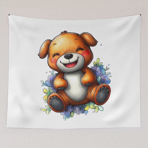 Item preview, Smiling Dog with Flowers designed and sold by BukkyStory.