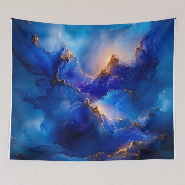 Item preview, Ethereal Blue And Gold Nebula With Starry Cosmic Beauty designed and sold by GoldenTealArts.