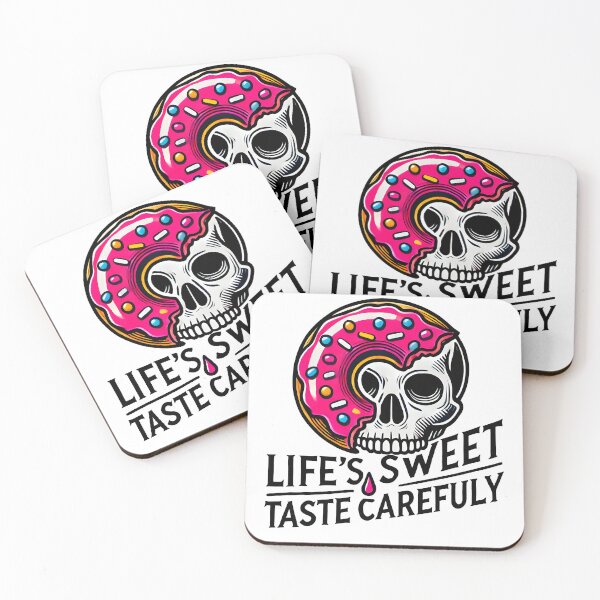 Item preview,  life's sweet taste carefuly - Vibrant Skull Donut Illustration - Pop Art Design with Bold Colors designed and sold by DrawHandArt.