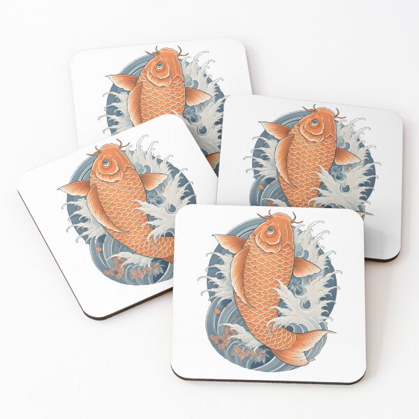 Item preview, Koi Fish Among Waves - Japanese Tattoo Design designed and sold by Tattee.