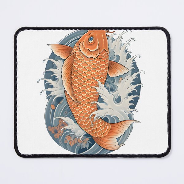 Artikelvorschau, Koi-Karpfen zwischen Wellen - Japanisches Tattoo-Design entworfen und verkauft von Tattee.