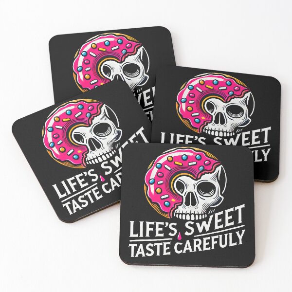 Item preview, life's sweet taste carefuly - Vibrant Skull Donut Illustration - Pop Art Design with Bold Colors designed and sold by DrawHandArt.