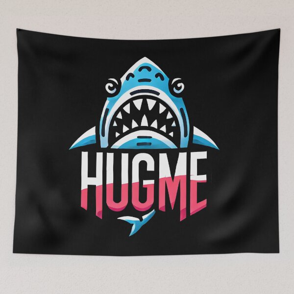 Item preview, Funny Shark Hug Me Design - Playful Blue Shark Cartoon Artwork for Ocean Lovers designed and sold by DrawHandArt.