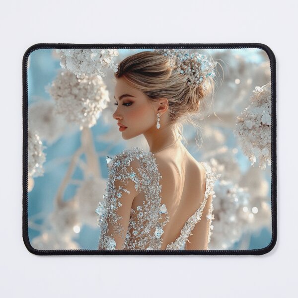 Item preview, Elegant Woman in a Sparkling Winter Gown Amongst Frosty Hydrangeas designed and sold by Cris888.