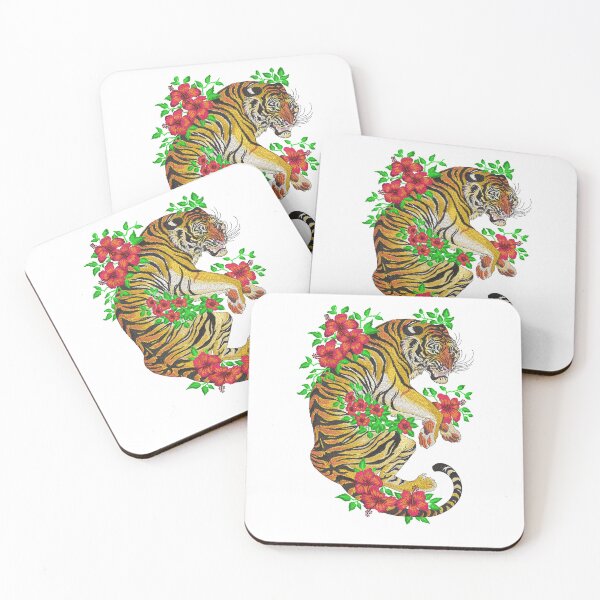 Item preview, Tiger With Flower Embroidery Design designed and sold by Cre8iveSkill.