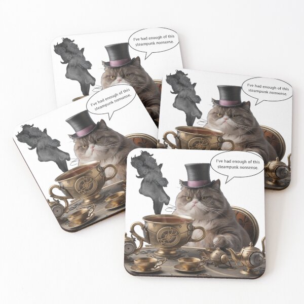 Item preview, Steampunk Teaparty Grumpy Kitty #3 designed and sold by ChonkingHazard.