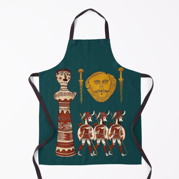 Item preview, Aegean Ancient Art - Mycenaean Warriors, Mask of Agamemmnon Illustration designed and sold by Ancient-Tales.