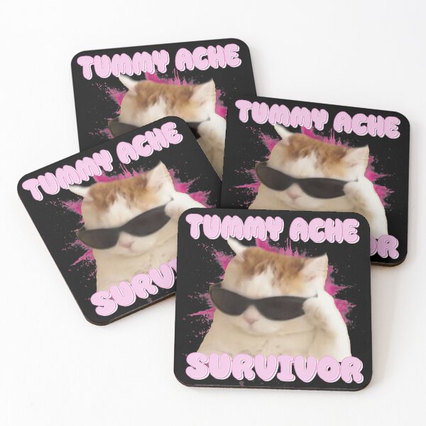 Item preview, TUMMY ACHE SURVIVOR - Funny Cat Meme - Cool Kitty with Sunglasses designed and sold by Damcoc.
