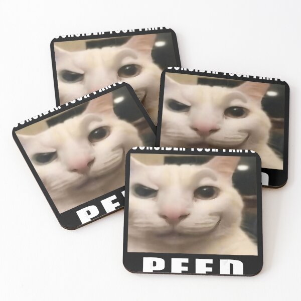 Item preview, CONSIDER YOUR PANTS PEED - Funny Cat Meme - Mischievous White Cat designed and sold by Damcoc.