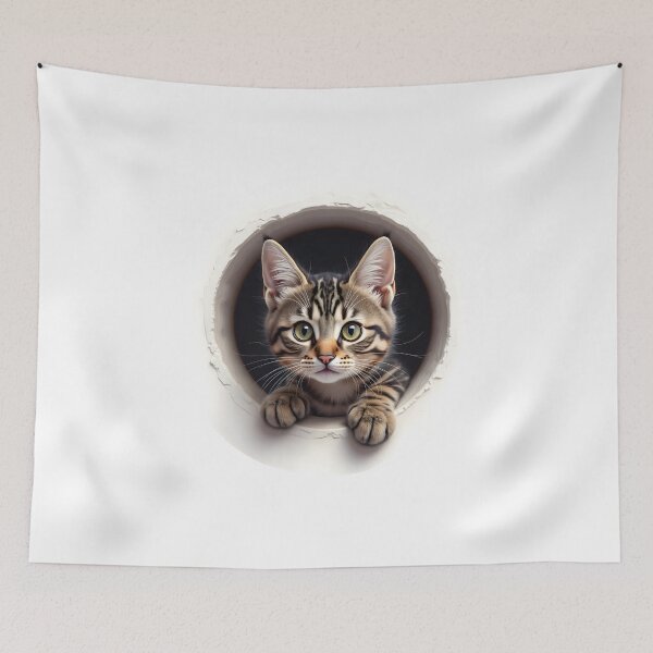 Item preview, Playful Cat Peeking Through: A Depth Illusion Art designed and sold by Eiadlight.