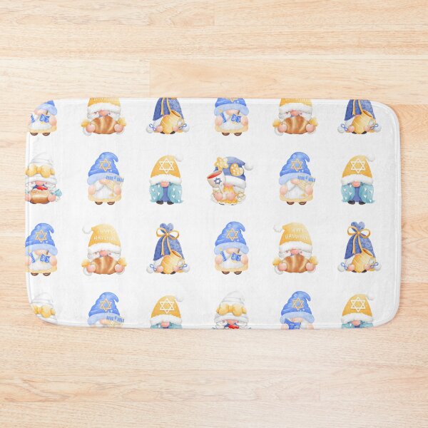 Artikelvorschau, Happy Chanukka Gnomes Muster - Blau und Gold entworfen und verkauft von YonderAndBeyond.