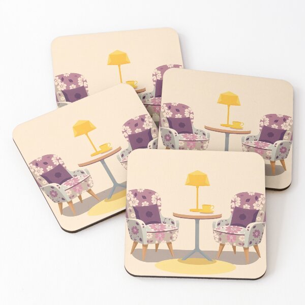 Item preview, Floral Chairs and Yellow Lamp Interior Scene designed and sold by AHMEDMAMADO.