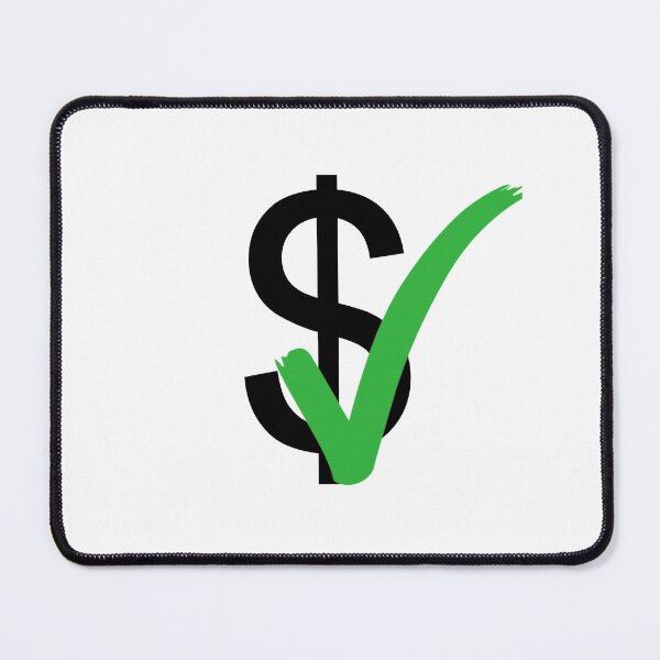 Item preview, Verified dollar sign and check mark. Black dollar currency symbol with green tick on white isolated background. designed and sold by Giree07.