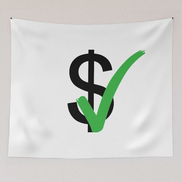 Item preview, Verified dollar sign and check mark. Black dollar currency symbol with green tick on white isolated background. designed and sold by Giree07.
