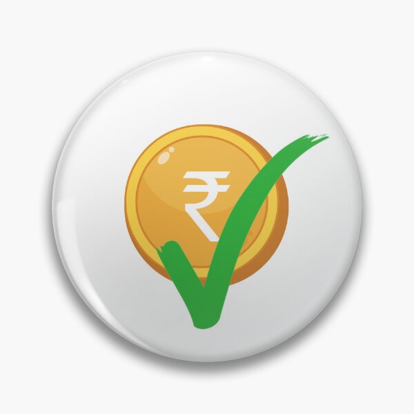 Item preview, Indian rupee coin with green right tick. Right tick on indian rupee yellow coin on white background.  designed and sold by Giree07.