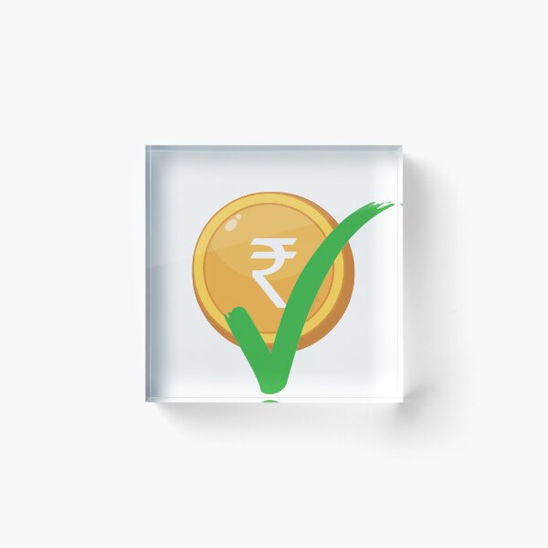 Item preview, Indian rupee coin with green right tick. Right tick on indian rupee yellow coin on white background.  designed and sold by Giree07.