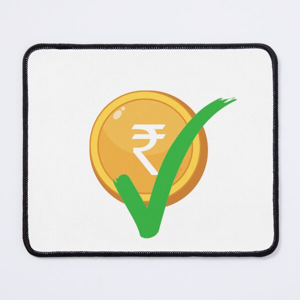 Item preview, Indian rupee coin with green right tick. Right tick on indian rupee yellow coin on white background.  designed and sold by Giree07.