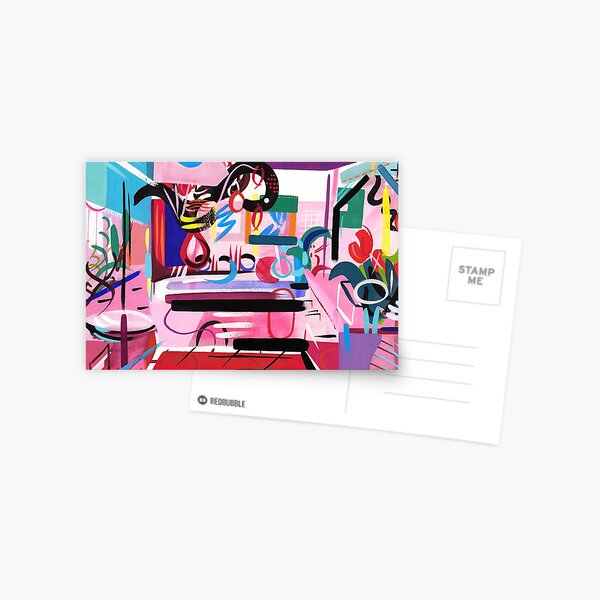 Pink Interior Abstract Art Print Postcard