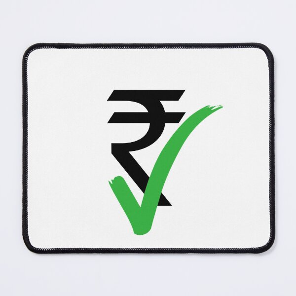 Item preview, Indian rupee currency symbol with green right tick mark. Black sign of rupee and green tick on white background.  designed and sold by Giree07.