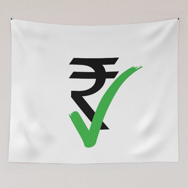 Item preview, Indian rupee currency symbol with green right tick mark. Black sign of rupee and green tick on white background.  designed and sold by Giree07.