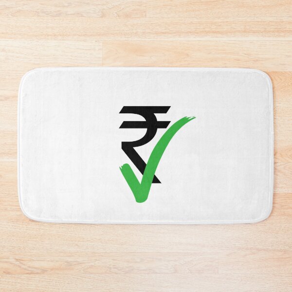 Item preview, Indian rupee currency symbol with green right tick mark. Black sign of rupee and green tick on white background.  designed and sold by Giree07.