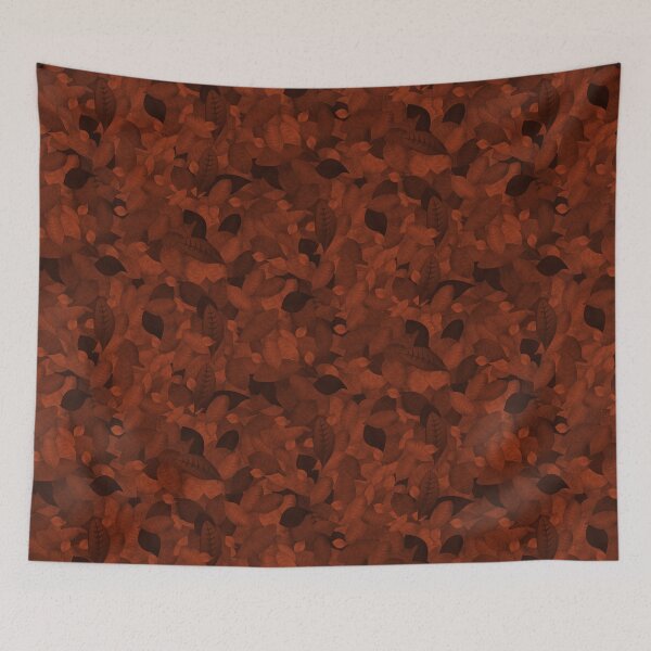 Item preview, Moody Tossed Privet Leaves Monochrome Dark Orange Halfdrop a93917 designed and sold by Art in My Loft.