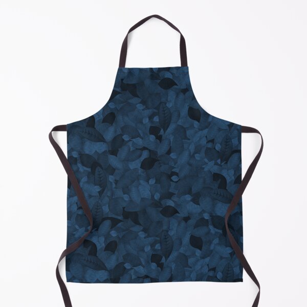 Item preview, Moody Tossed Privet Leaves Monochrome Dark Blue Halfdrop 29557f designed and sold by Art in My Loft.