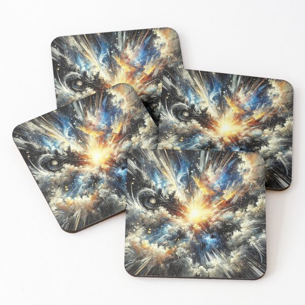 Item preview, Cosmic Explosion Artwork : Vibrant Space Burst Abstract Painting designed and sold by Waltzia.