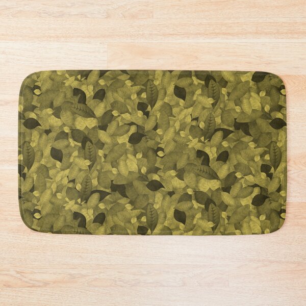 Item preview, Moody Tossed Privet Leaves Monochrome Dark Yellow Halfdrop e6cf58 designed and sold by Art in My Loft.