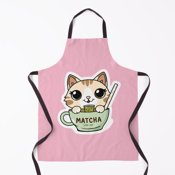Item preview, A cute Kitty having Matcha| Matcha Iced Tea | Gobble Gala designed and sold by Kids GobbleGala.