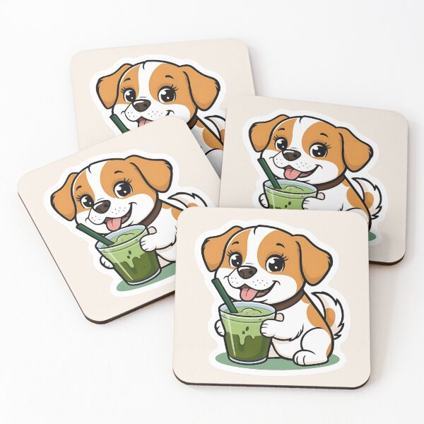 Artikelvorschau, Ein süßer Hund, der Matcha trinkt | Matcha-Eistee | Gobble Gala entworfen und verkauft von Kids GobbleGala.
