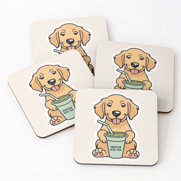 Artikelvorschau, Ein süßer Hund, der Matcha trinkt | Matcha-Eistee | Gobble Gala entworfen und verkauft von Kids GobbleGala.