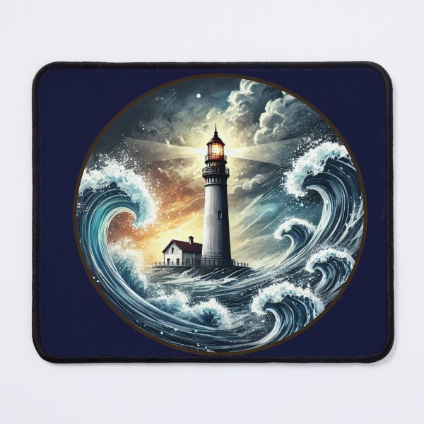 Item preview, Watercolor Lighthouse by the Sea - Serene Coastal Digital Art designed and sold by CreationbyNiki.