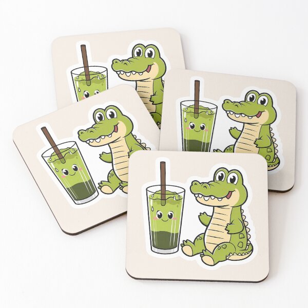 Item preview, Un lindo cocodrilo tomando Matcha | Té helado Matcha | Gobble Gala designed and sold by Kids GobbleGala.