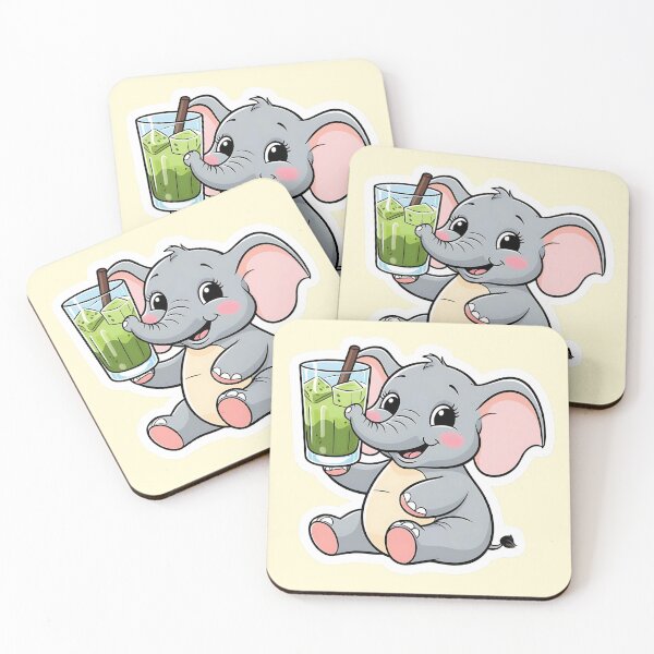 Item preview, Un lindo elefante tomando Matcha | Té helado Matcha | Gobble Gala designed and sold by Kids GobbleGala.